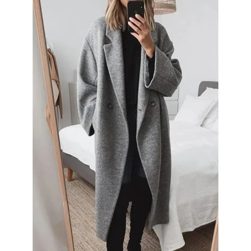 ÉléganceUrbane™ Women’s Multi-Color Woolen Long Trench Coat