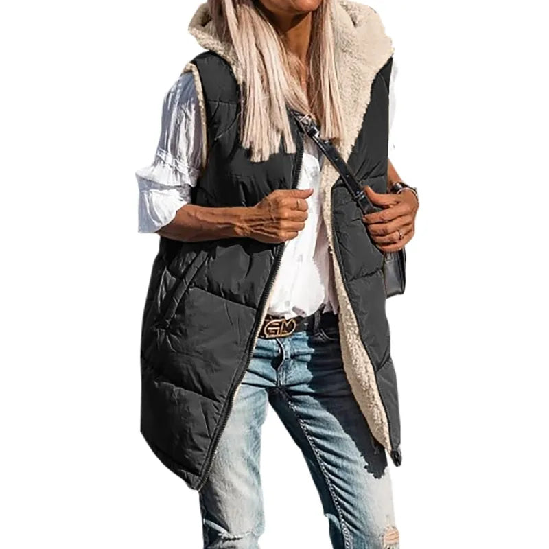 CosyHood™ Double-Sided Cotton Hooded Vest Jacket