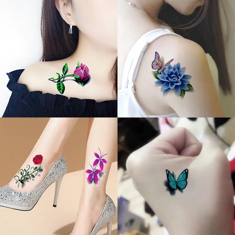 InkBloom™ Waterproof Fashion Tattoo Sticker Set (Flowers & Butterflies)