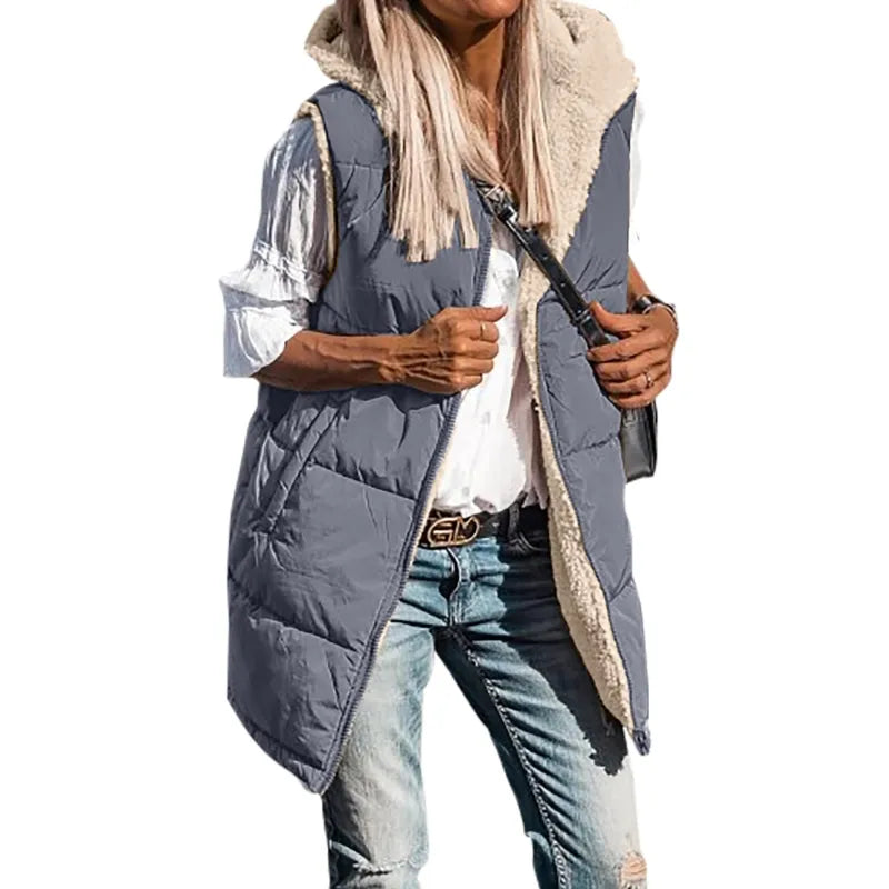 CosyHood™ Double-Sided Cotton Hooded Vest Jacket