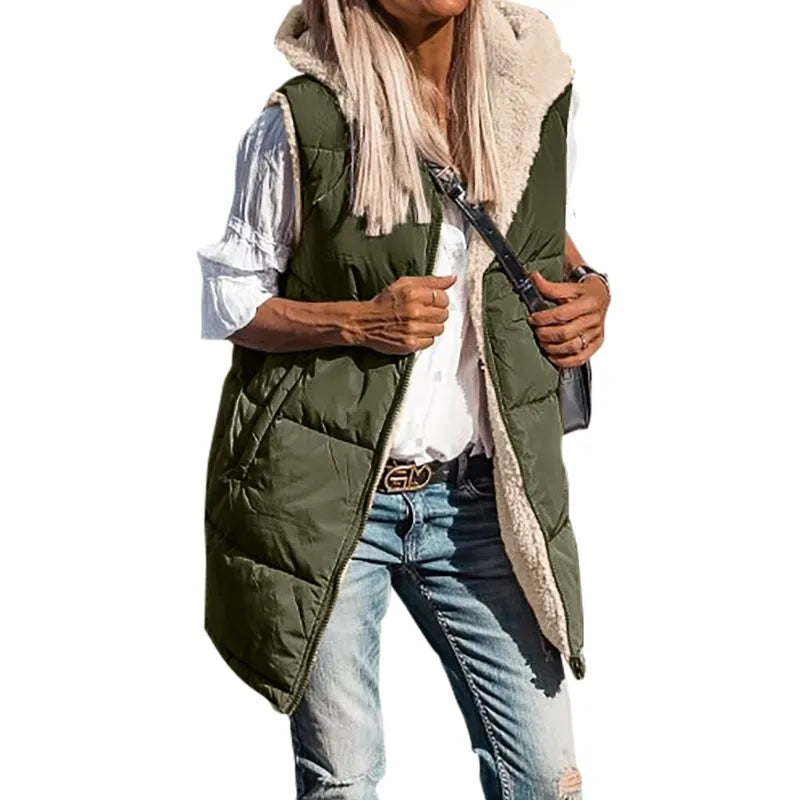 CosyHood™ Double-Sided Cotton Hooded Vest Jacket