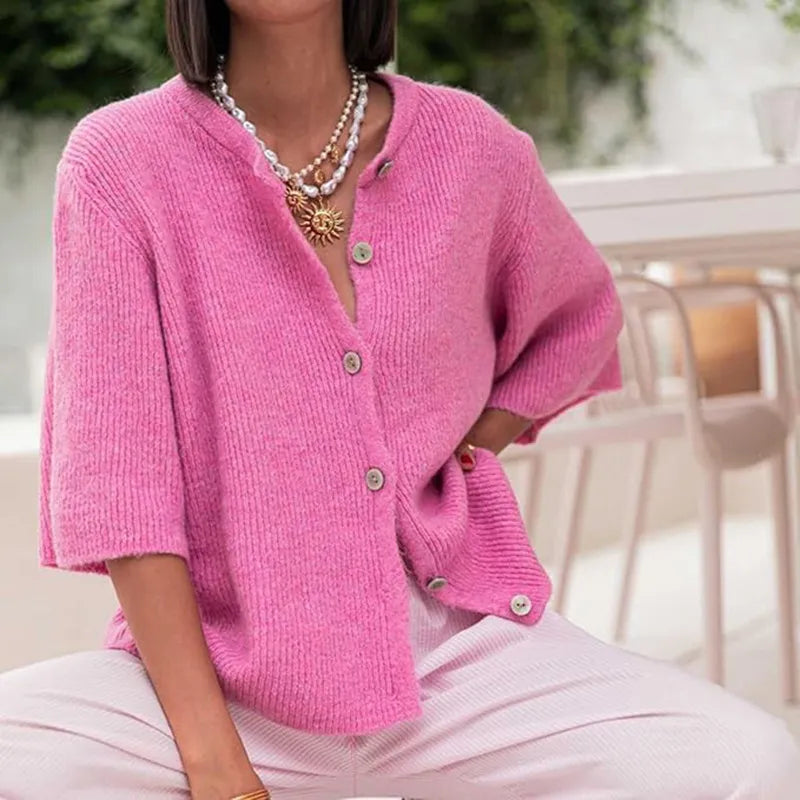 ButtonEase™ Women’s Half-Open Collar Casual Cardigan