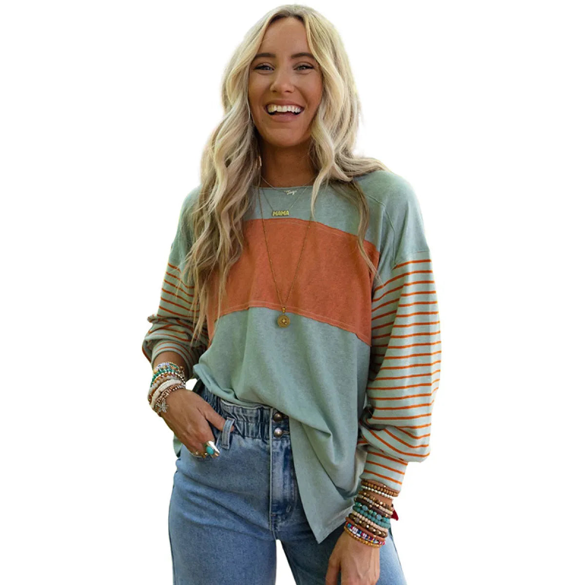 StripeEase™ Women’s Color Block Hoodie Top