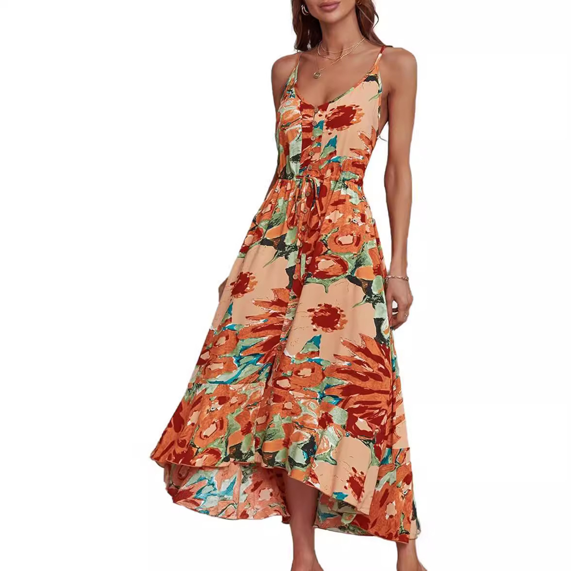 🌻 Elegant V-Neck Mid-Length Dress — In Bloom, On Point, and Always Ready