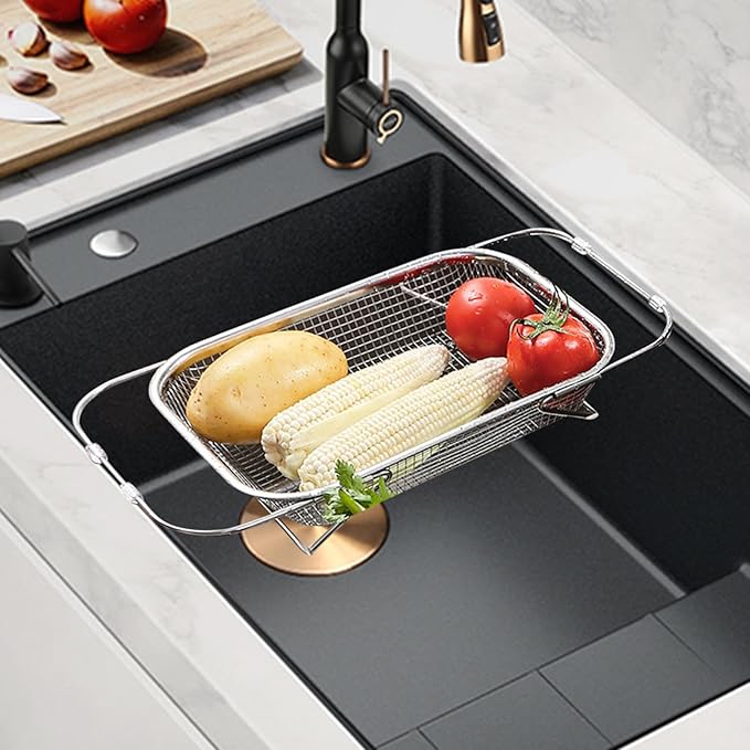 Upgrade Your Kitchen Efficiency with the Stainless Steel Collapsible Sink Drain Basket!
