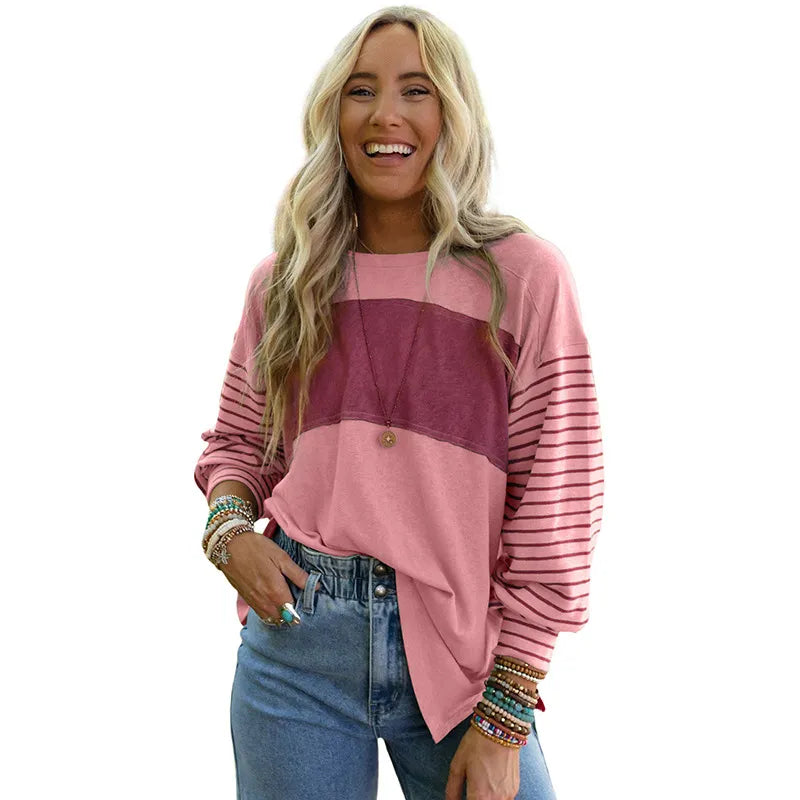 StripeEase™ Women’s Color Block Hoodie Top