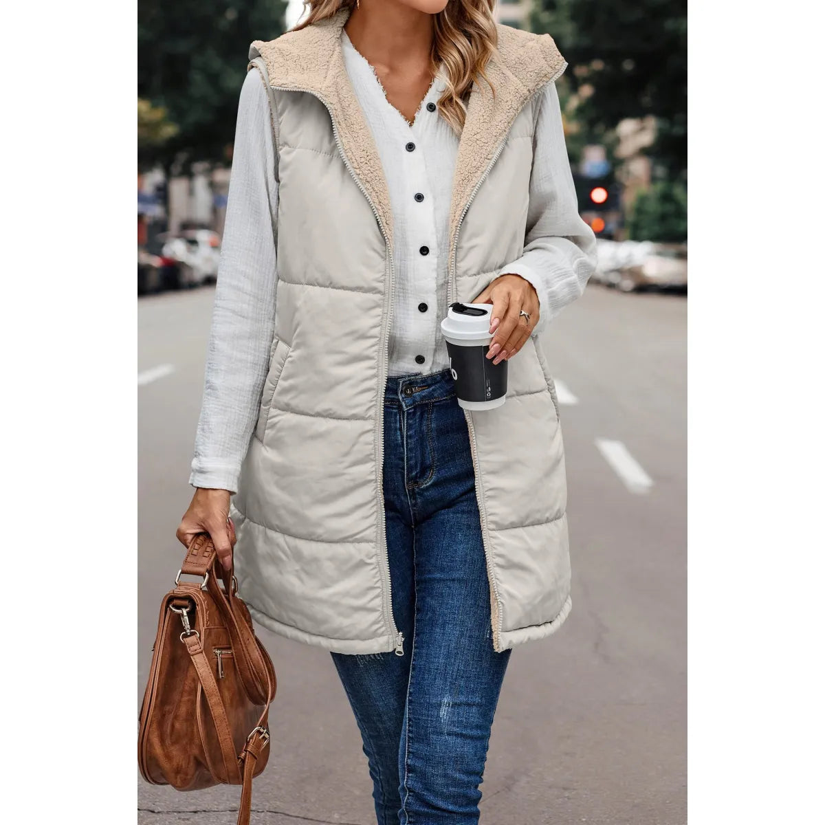 CosyHood™ Double-Sided Cotton Hooded Vest Jacket