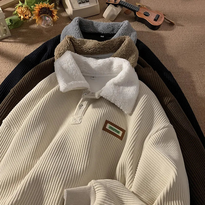 WarmCord™ Men’s Fleece-Lined Corduroy Polo Collar Sweater