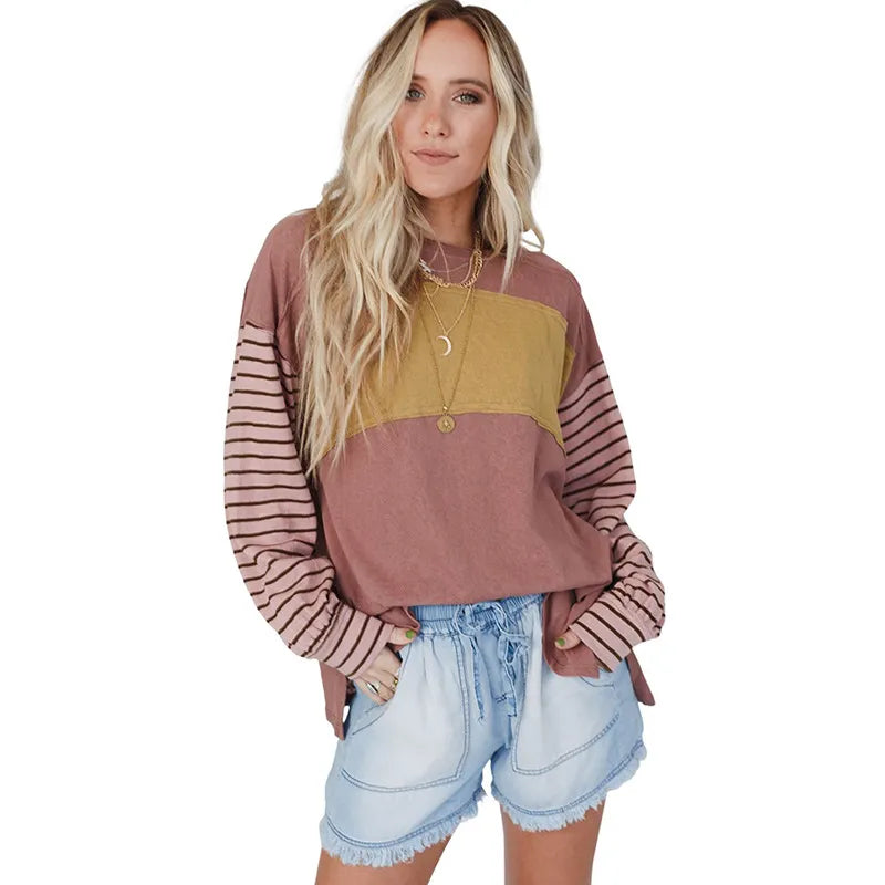 StripeEase™ Women’s Color Block Hoodie Top
