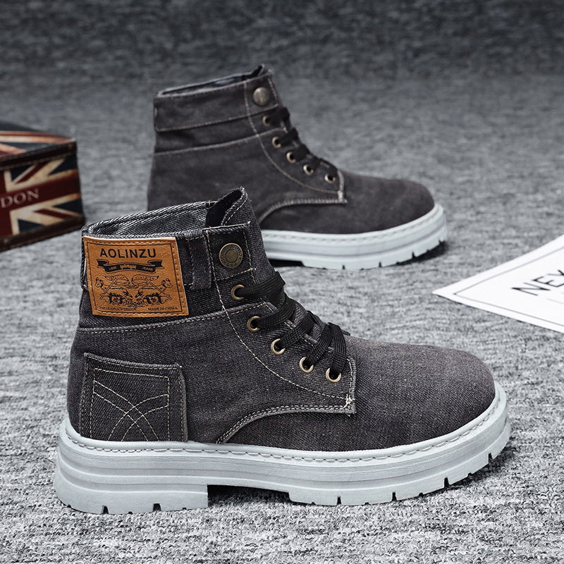 Elevate your footwear collection with our High-Top Denim Casual Shoes