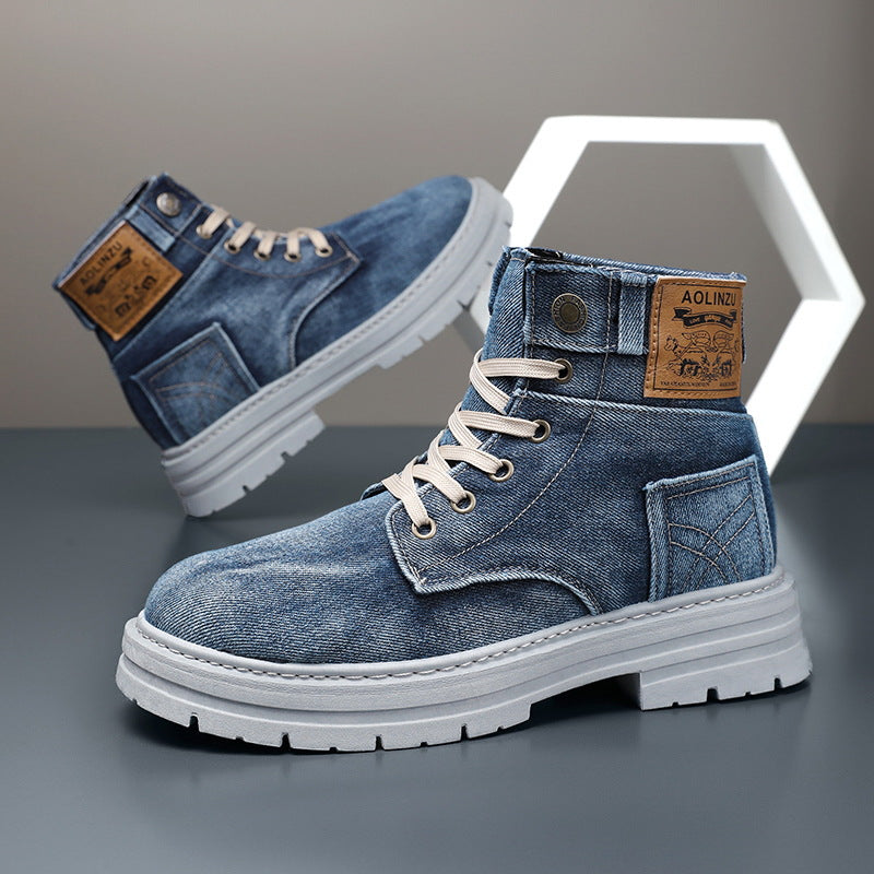 Elevate your footwear collection with our High-Top Denim Casual Shoes