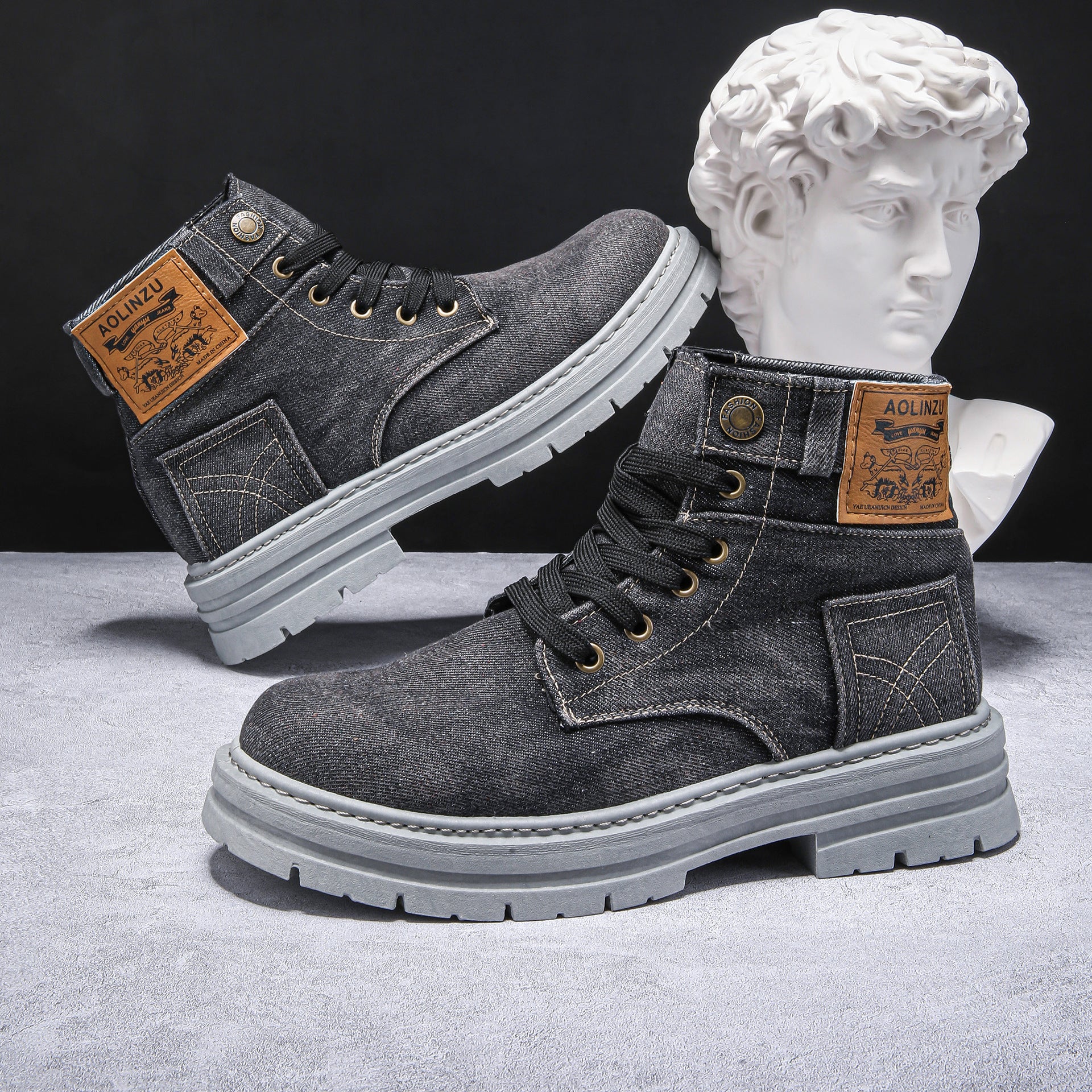 Elevate your footwear collection with our High-Top Denim Casual Shoes