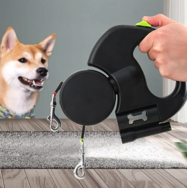 🐾 GlowLeash™ Dual-Dog Retractable LED Leash