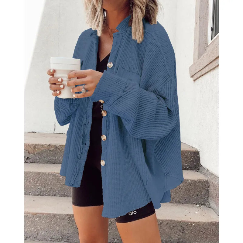 LapelEase™ Women’s Casual Pocket Shirt Jacket