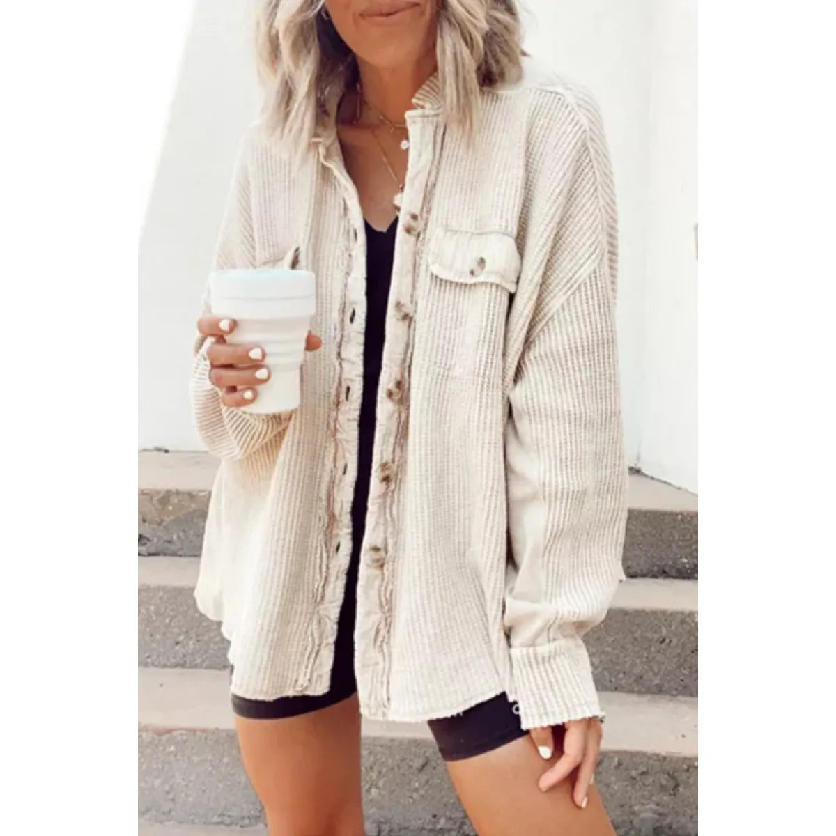 LapelEase™ Women’s Casual Pocket Shirt Jacket
