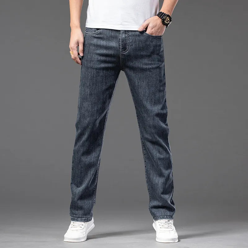 π₯ Menβs Casual Half-Elastic Waist Stretch Denim Trousers β Perfect Fit, Maximum Comfort! π₯