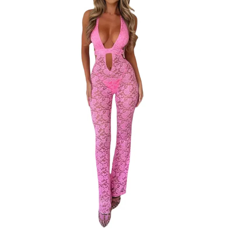π₯ LIMITED EDITION - HALTER LACE JUMPSUIT! π₯