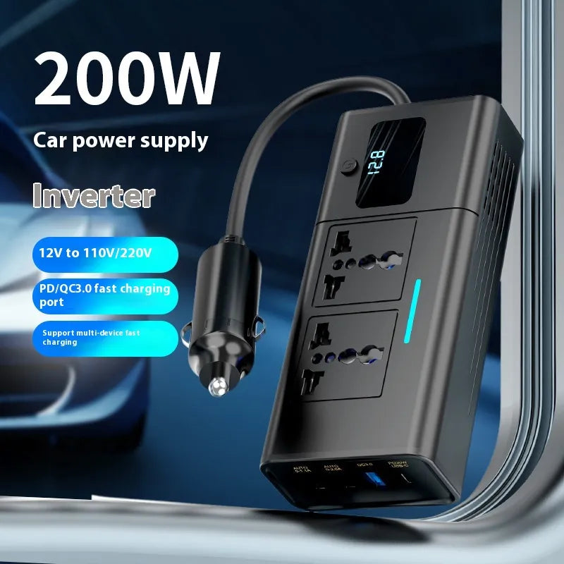 β‘ 200W Car Power Inverter β Stay Powered On-the-Go! β‘