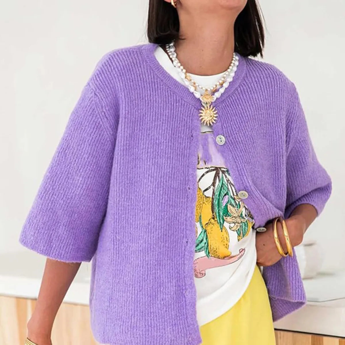 ButtonEase™ Women’s Half-Open Collar Casual Cardigan