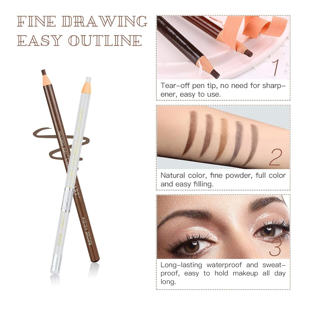 ✨ Brown Microblading Eyebrow Pencil – Waterproof, Smudge-Proof, & Long-Lasting! ✨