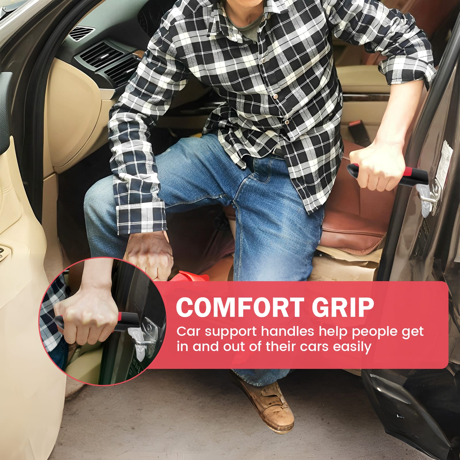 🚗 SafeExit™ – Official 2-in-1 Car Support Handle & Life-Saving Hammer