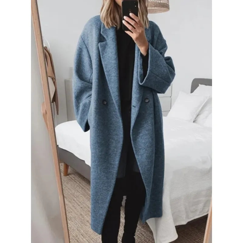 ÉléganceUrbane™ Women’s Multi-Color Woolen Long Trench Coat