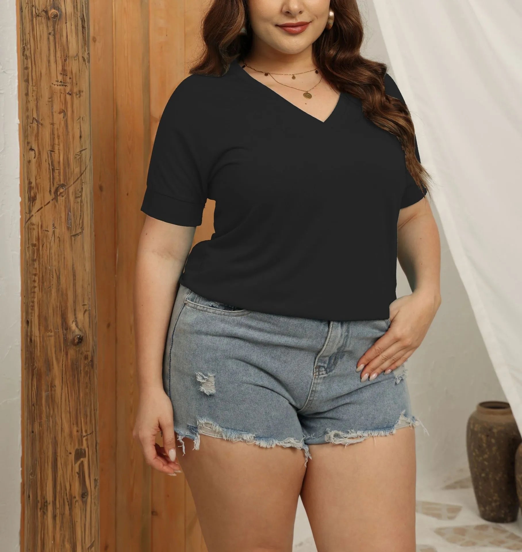 🔥 VeMra™ CurveCover V-Neck Tee