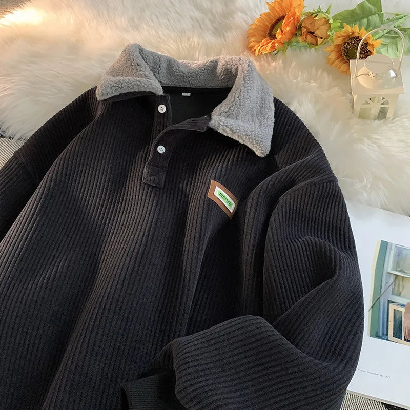 WarmCord™ Men’s Fleece-Lined Corduroy Polo Collar Sweater