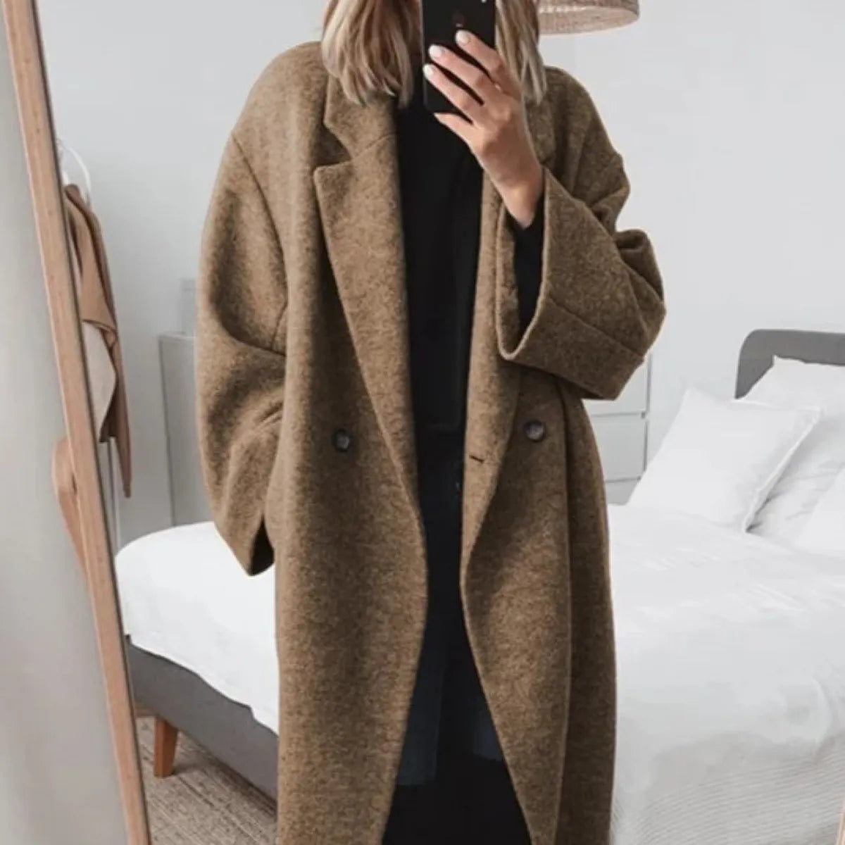 ÉléganceUrbane™ Women’s Multi-Color Woolen Long Trench Coat