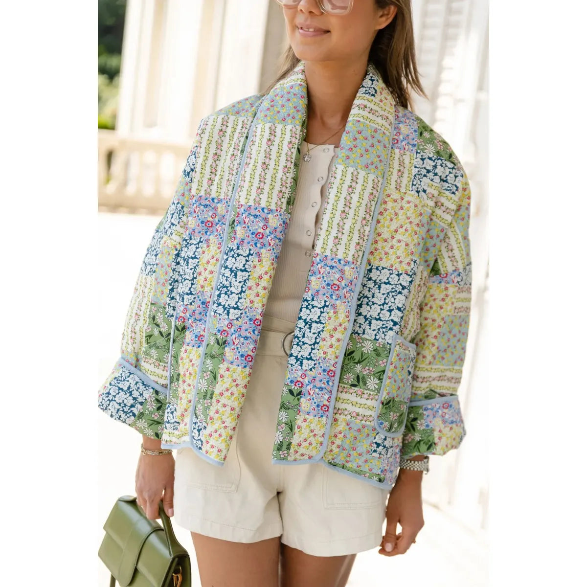 PrintÉlégance™ Women’s Lapel Pattern Print Cotton-Padded Jacket