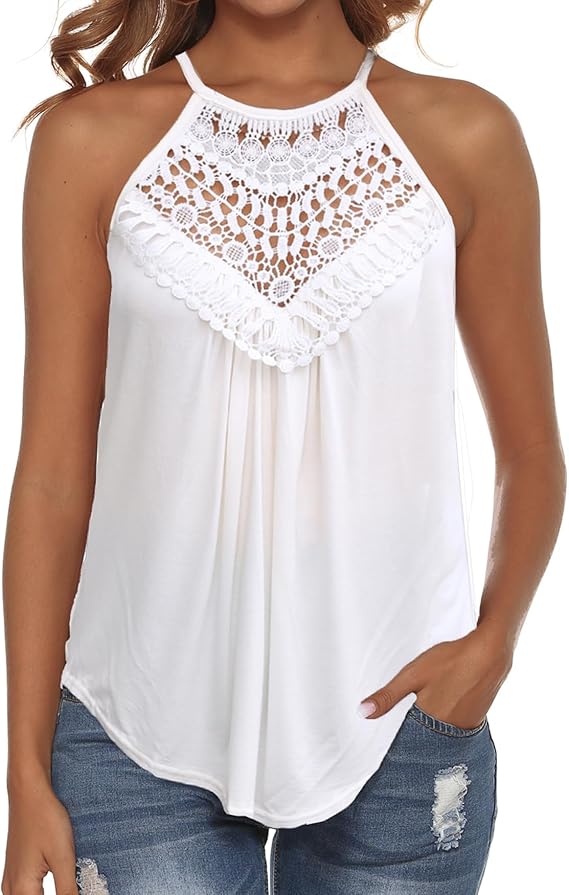 ✨ Lace Stitching Sleeveless Casual Tee – Flattering, Feminine, Effortless