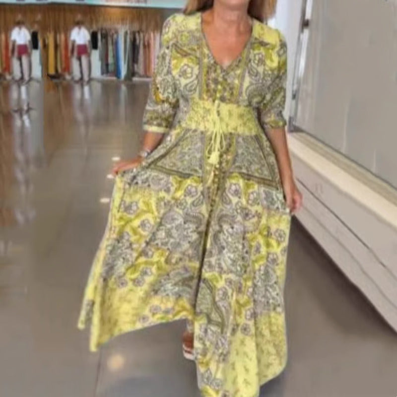 🌸 BlossomMuse™ – Elegant Floral Print Dress