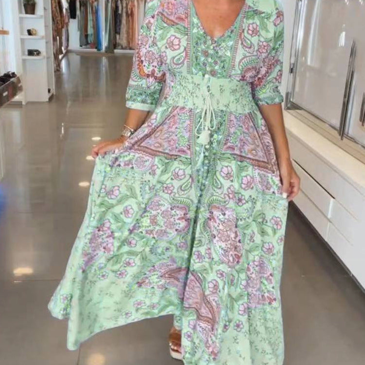 🌸 BlossomMuse™ – Elegant Floral Print Dress