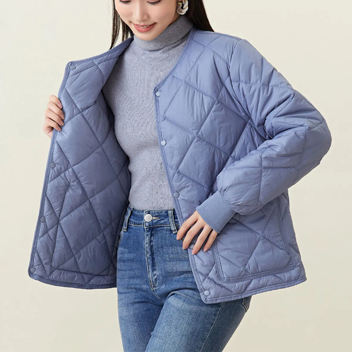 ThermoCouture™ Rhombus Cotton Winter Coat with Pockets