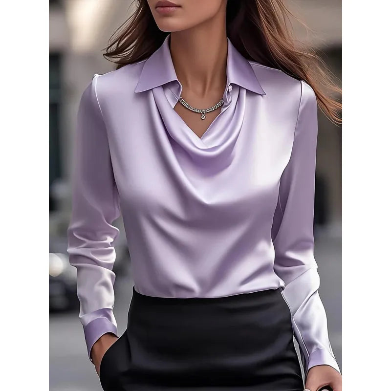 Collar Draped Shirts & Blouses