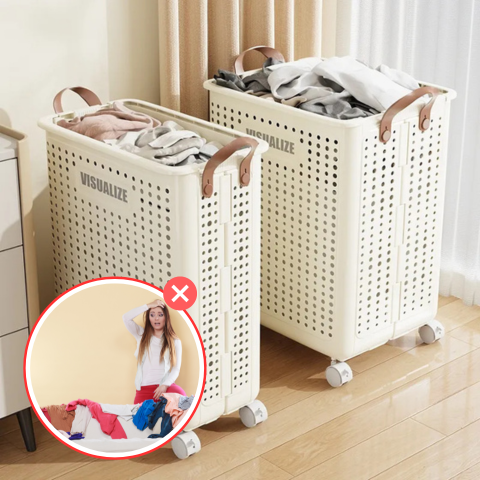 LaundryBasket™ - RollFold Multifunctional Folding Laundry Basket with Wheels